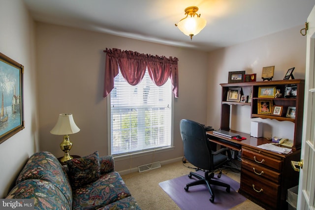 office space with carpet flooring