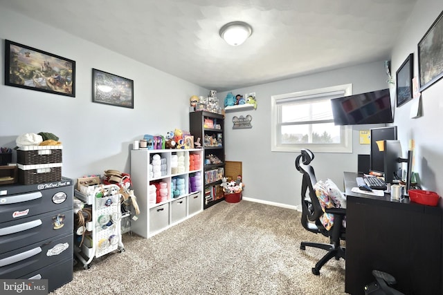 home office featuring carpet flooring