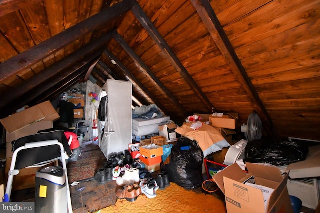 view of unfinished attic