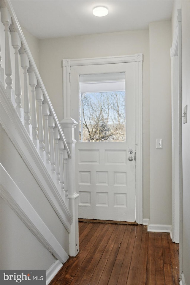 entrance foyer featuring dark wood-type flooring