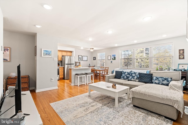 living room featuring light hardwood / wood-style flooring