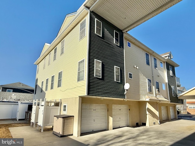 exterior space featuring a garage