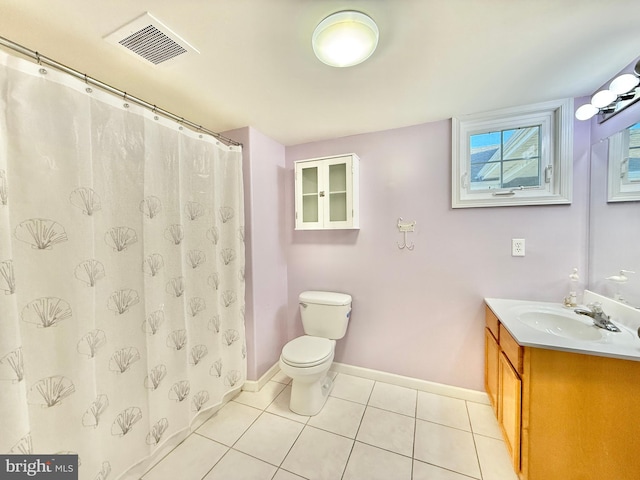 bathroom with tile patterned floors, toilet, and vanity