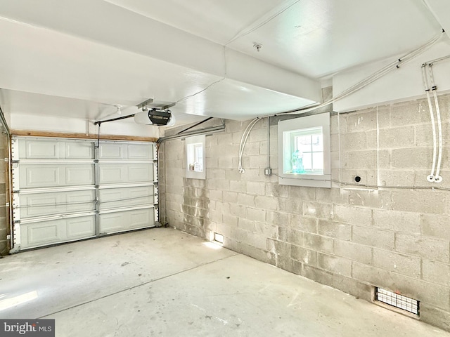 garage with a garage door opener