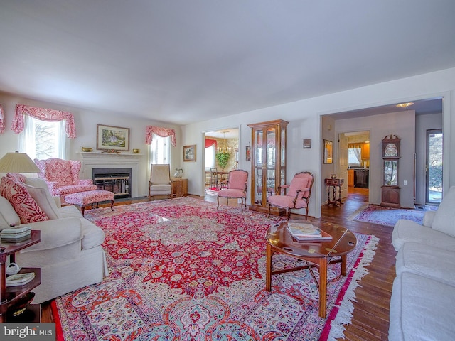 living room with hardwood / wood-style flooring