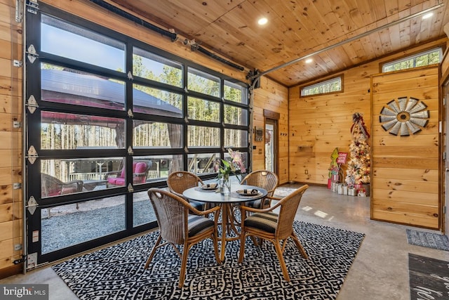 sunroom / solarium with wood ceiling