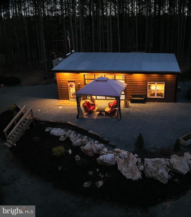 view of front of home with a gazebo