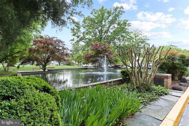 view of home's community with a water view