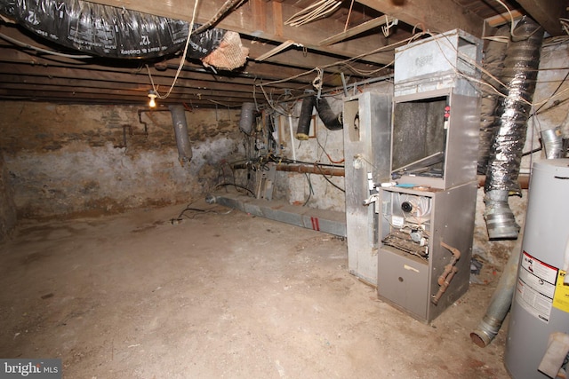 basement with water heater