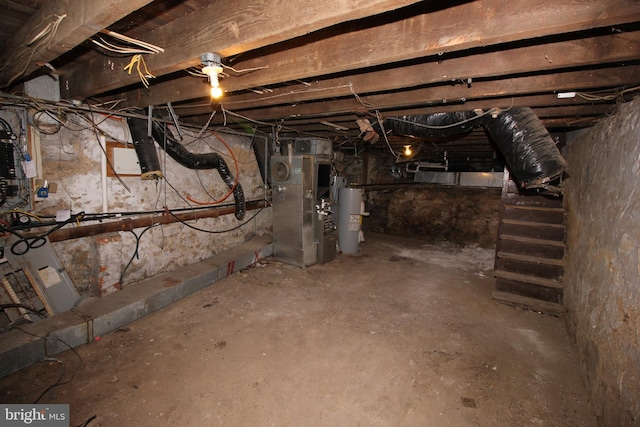 basement with electric water heater