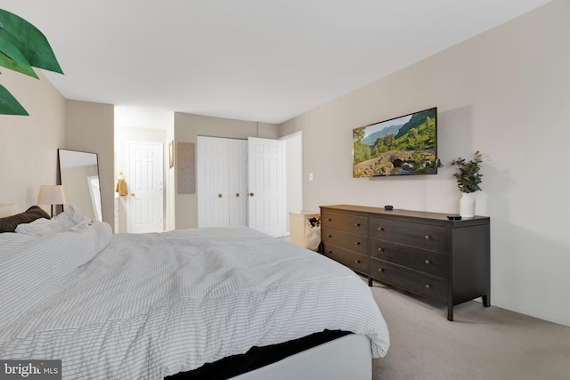 carpeted bedroom with a closet