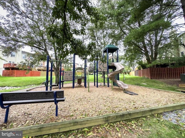 view of play area featuring a yard