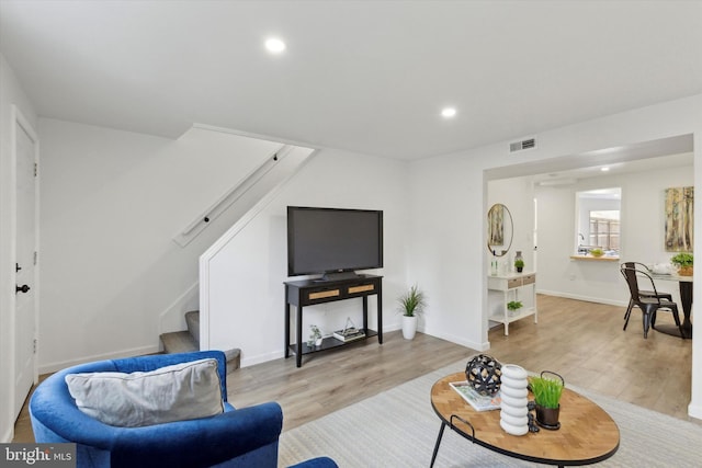 living room featuring light hardwood / wood-style floors