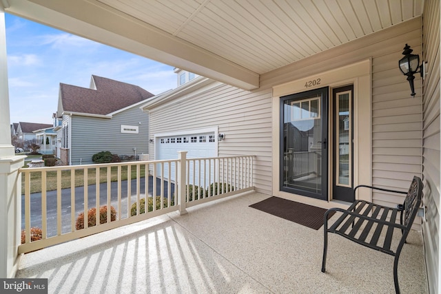 view of patio / terrace with a garage