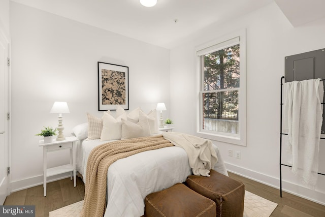 bedroom featuring dark wood-type flooring