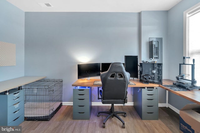 office area featuring wood-type flooring