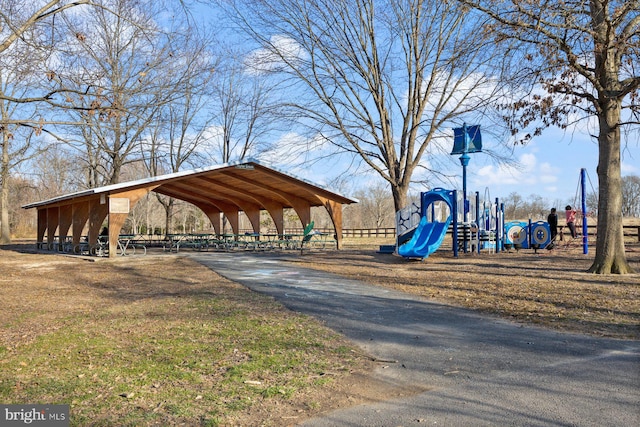 view of property's community featuring playground community