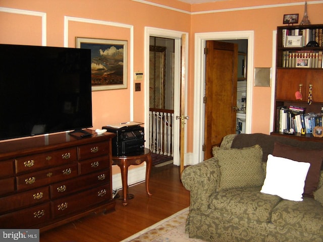 living room with hardwood / wood-style floors