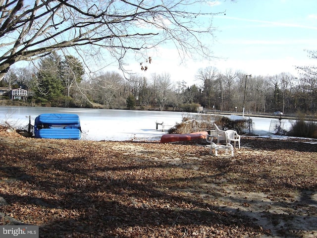 view of yard featuring a water view