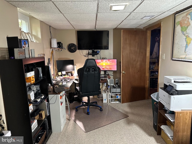 home office featuring a paneled ceiling