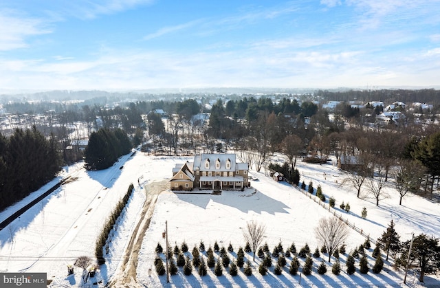 view of snowy aerial view