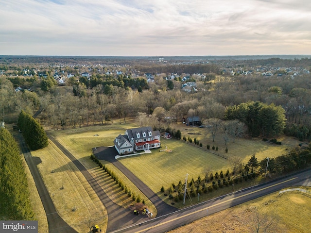 aerial view featuring a rural view