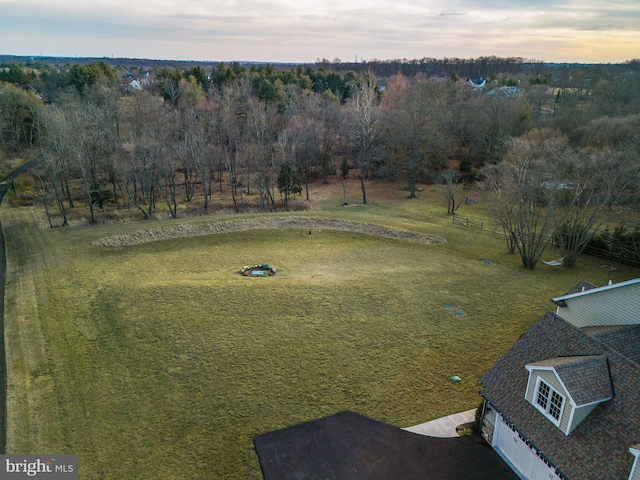 view of aerial view at dusk