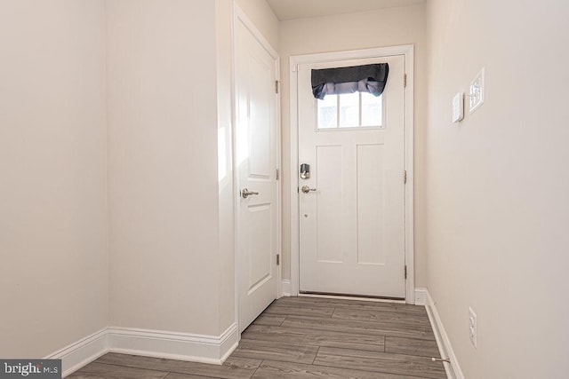 doorway featuring hardwood / wood-style flooring