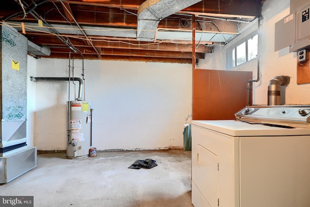 washroom featuring washer / clothes dryer and gas water heater