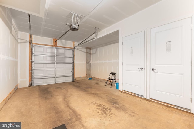 garage with a garage door opener