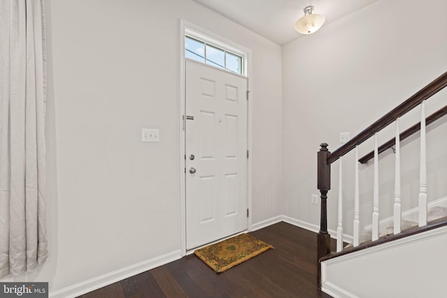 foyer entrance featuring dark wood-type flooring