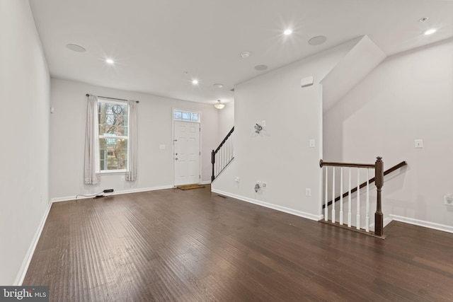 interior space featuring dark hardwood / wood-style flooring