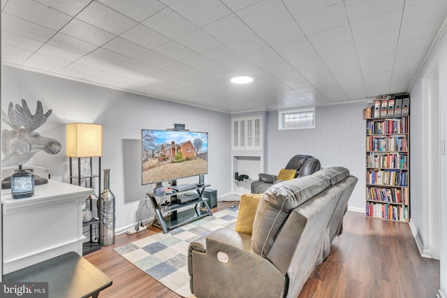 living room with hardwood / wood-style flooring