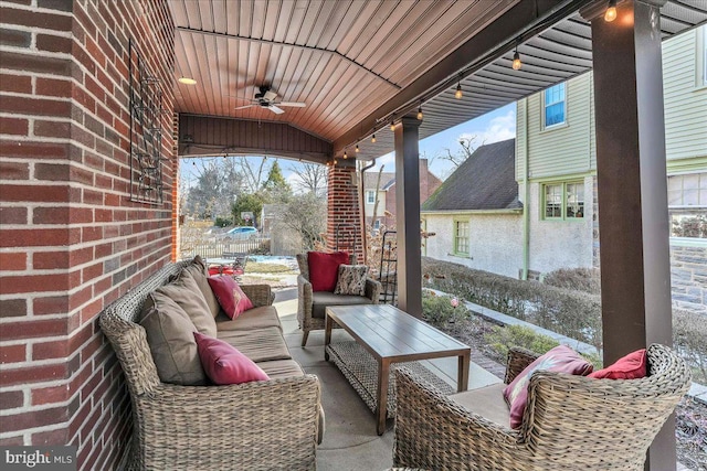 view of patio / terrace with an outdoor hangout area and ceiling fan