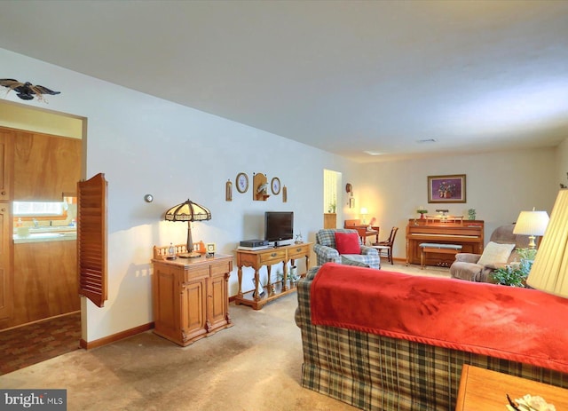 bedroom with light colored carpet