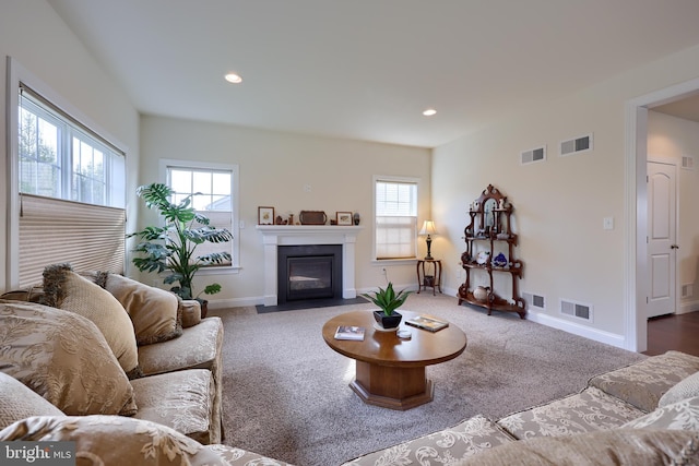 living room with carpet flooring