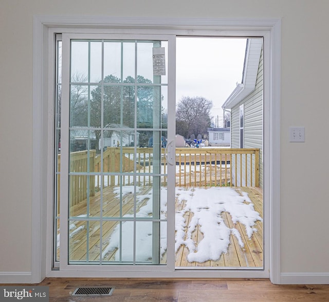 entryway featuring hardwood / wood-style flooring