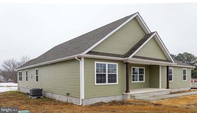 view of property exterior featuring central AC