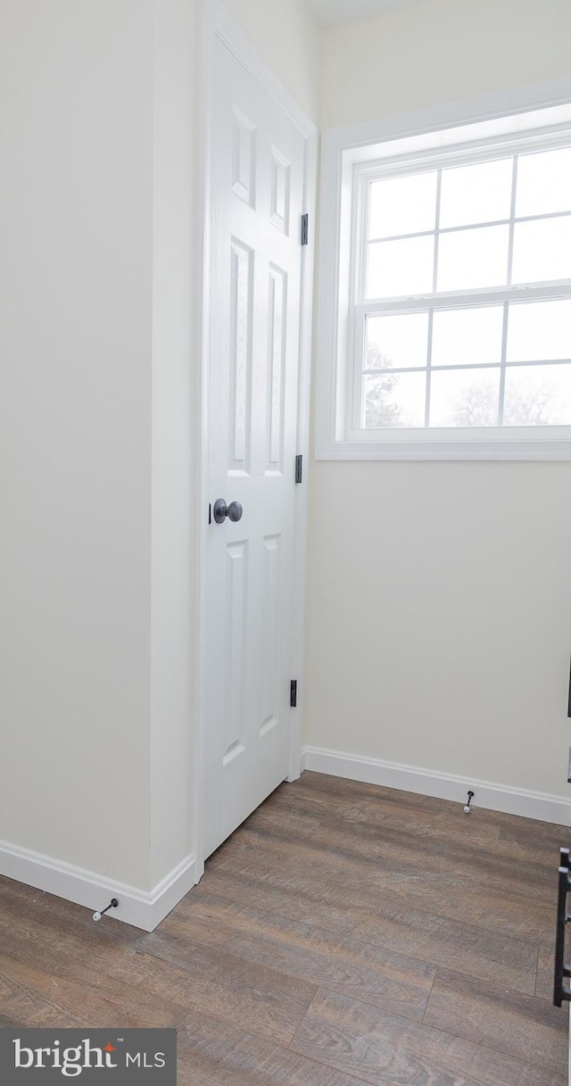 empty room featuring dark hardwood / wood-style flooring