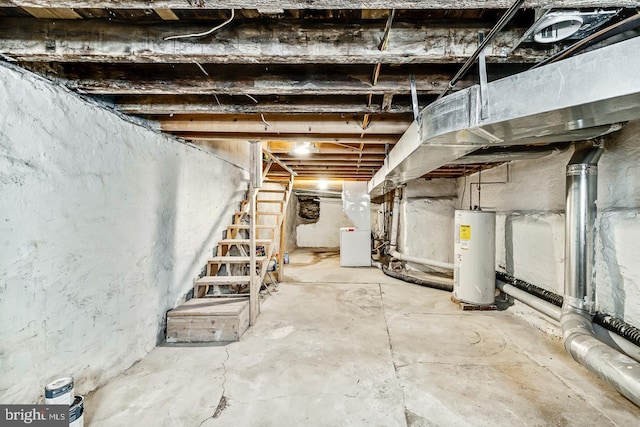 basement with water heater