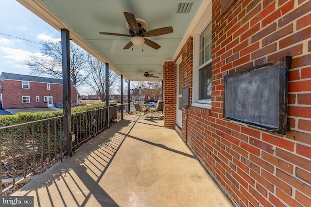 view of patio with ceiling fan