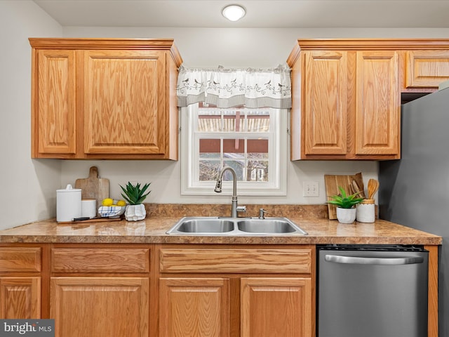 kitchen with sink and stainless steel dishwasher