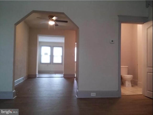 interior space with dark wood-type flooring