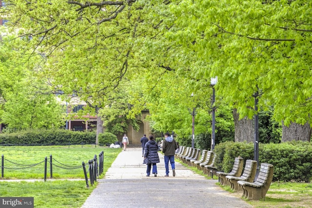 view of community featuring a lawn