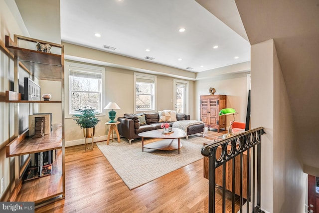 living room featuring light hardwood / wood-style floors