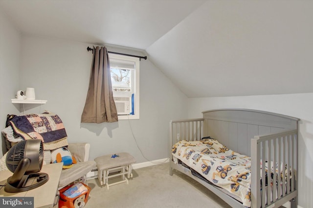 480 Natural Dam Rd, Gettysburg, PA 17325 - carpeted bedroom with vaulted ceiling, cooling unit, and baseboards