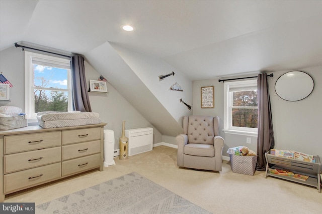 480 Natural Dam Rd, Gettysburg, PA 17325 - sitting room featuring lofted ceiling, light colored carpet, healthy amount of natural light, and recessed lighting