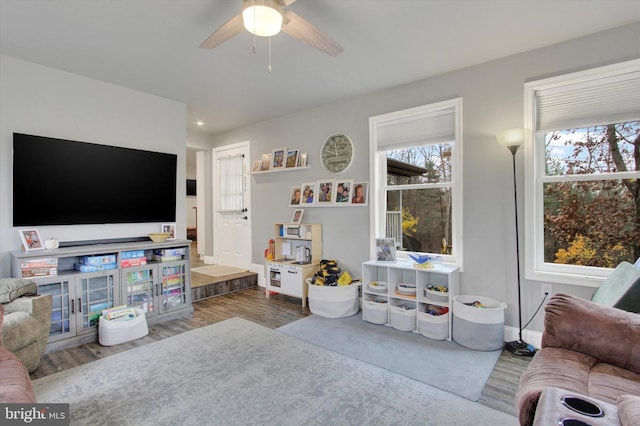 480 Natural Dam Rd, Gettysburg, PA 17325 - living area with wood finished floors, ceiling fan, and baseboards