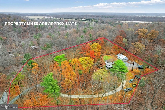 480 Natural Dam Rd, Gettysburg, PA 17325 - aerial overview of property's location with property boundaries highlighted and a forest