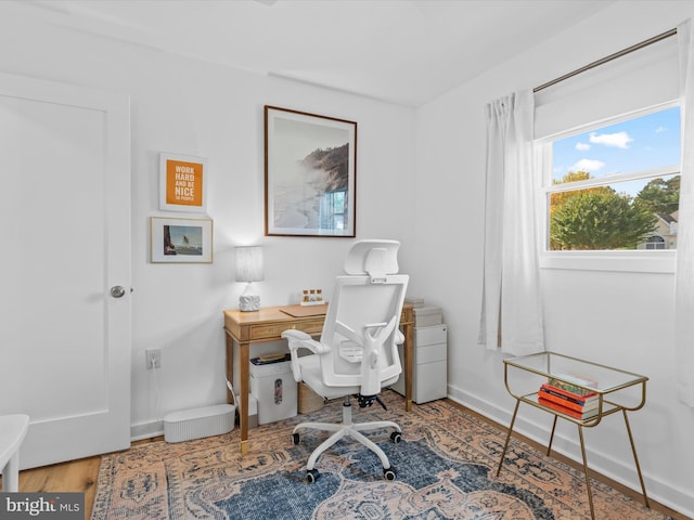 office space featuring wood-type flooring